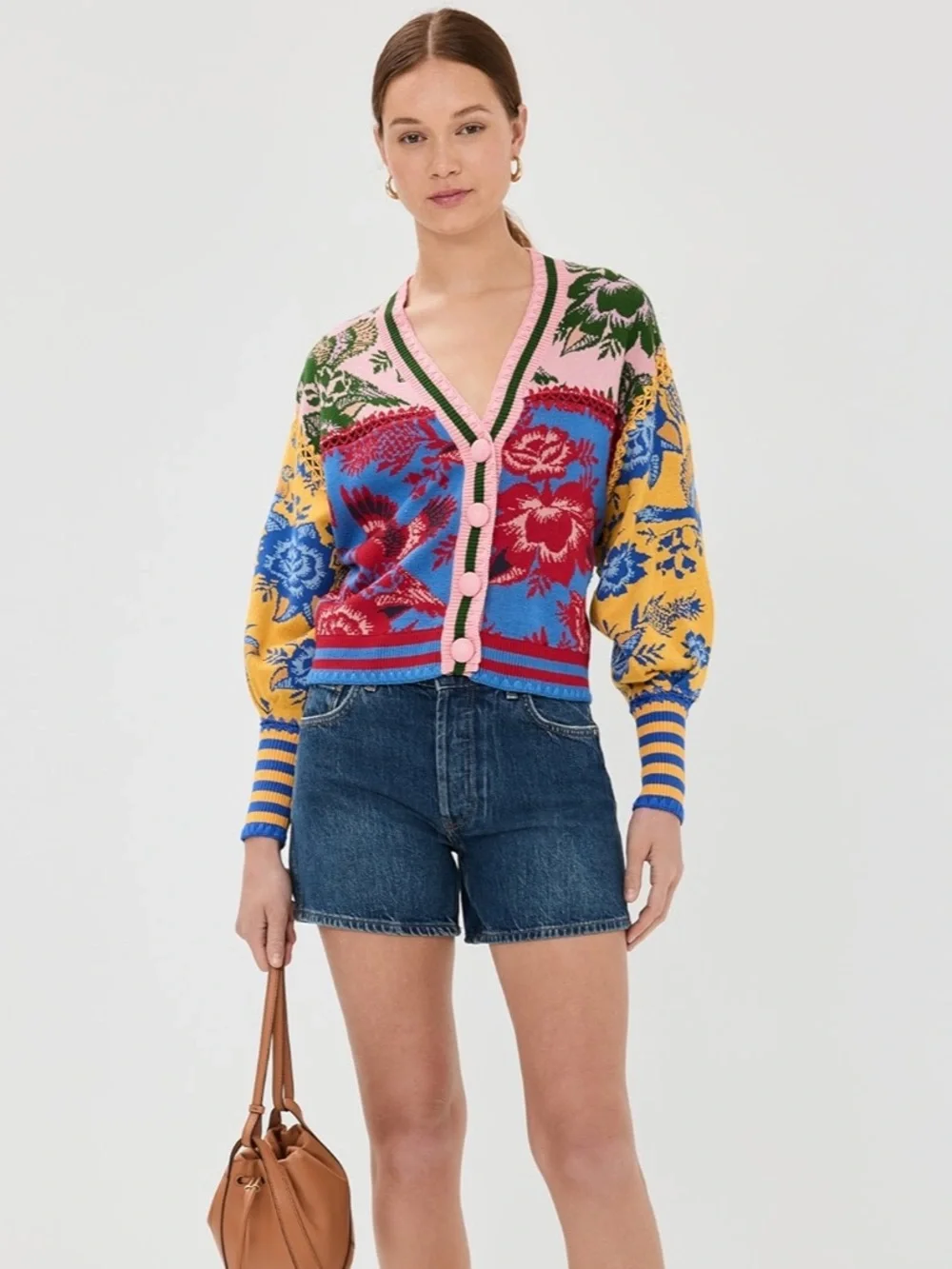 NWT FARM Rio Floral De Renda Patch Knit Cardigan S - Picture 2 of 8